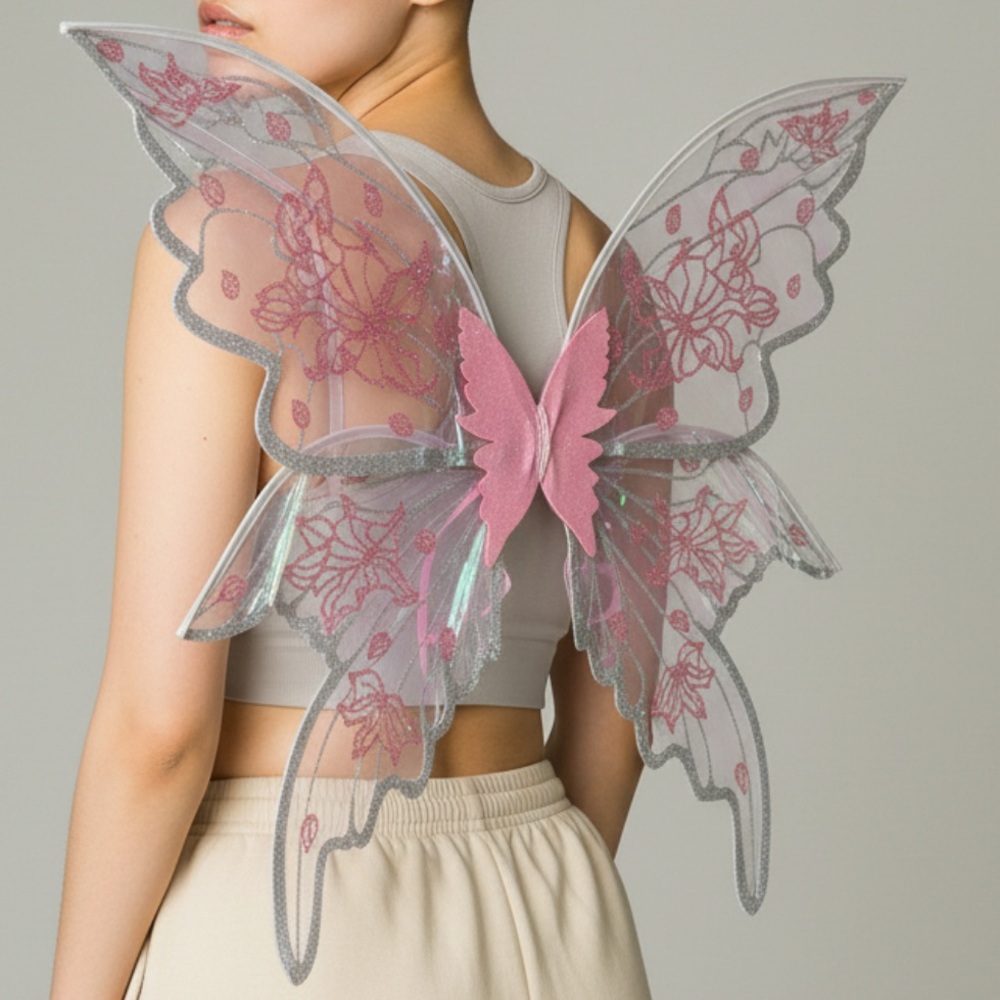 Iridescent Pink Butterfly Wings Accessory